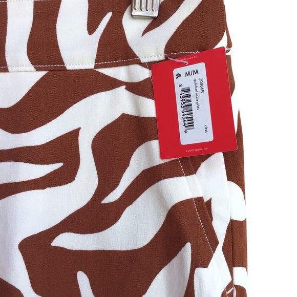 Spanx On-the-Go Printed Ankle Slim Straight Pant Clay Zebra Stripe Size Medium - Picture 9 of 12